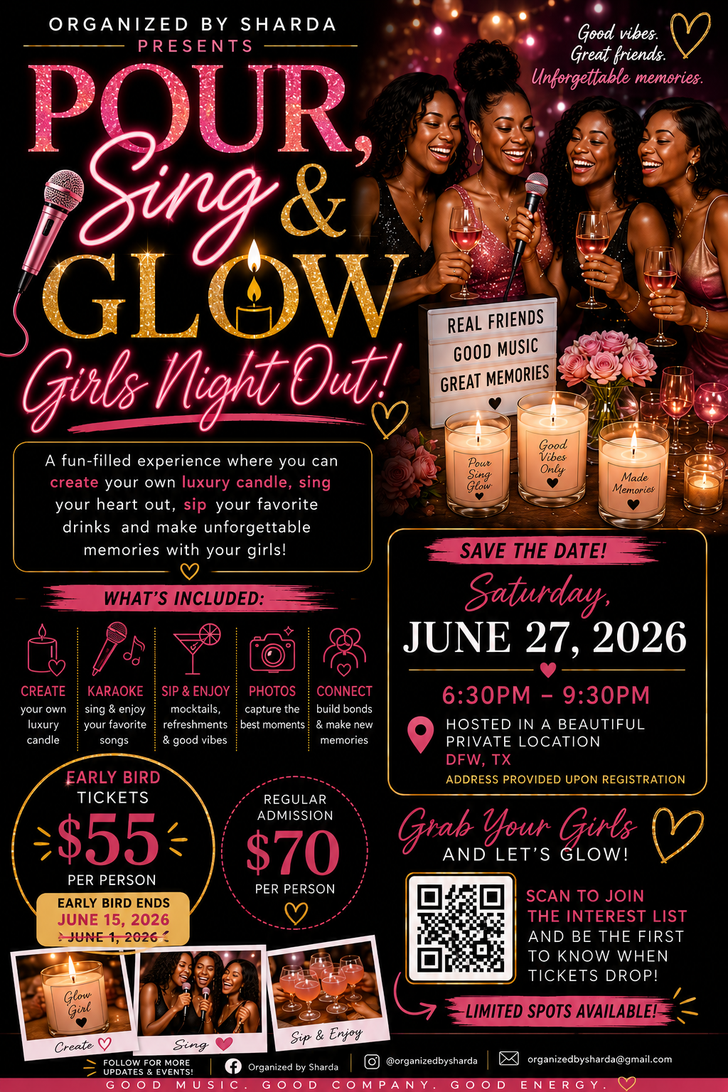 Pour, Sing & Glow: Girls Night Out